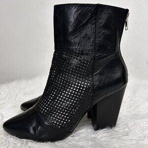 Kelsi Dagger Brooklyn Women's Black Zidane Perforated Ankle Boot  Back‎ Zip 8M